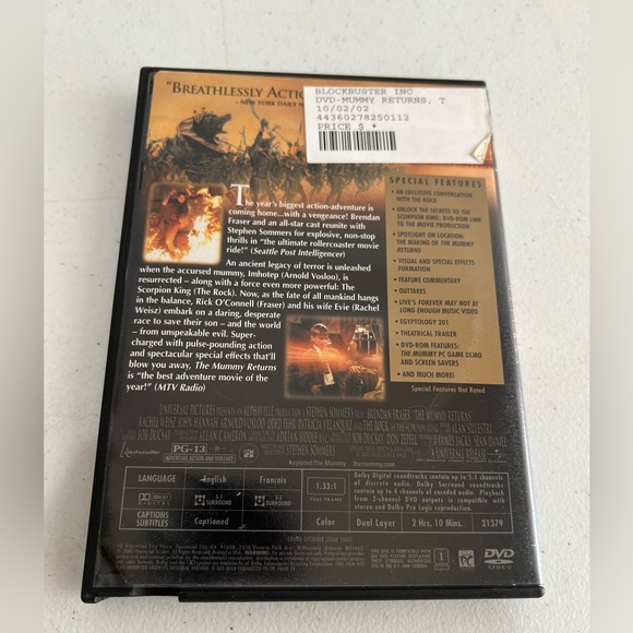 The Mummy Returns - DVD - PG-13 2001 ‧ Adventure/Horror ‧ 2h 10m - Picture 5 of 5